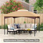 '-Outsunny 10' x 12' Double-Tier Gazebo Cover, Patio Gazebo Canopy Replacement with Drainage Holes, Beige - Outdoor Style Company