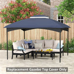 -Outsunny 10' x 12' Double-Tier Gazebo Cover, Patio Gazebo Canopy Replacement with Drainage Holes, Dark Blue - Outdoor Style Company