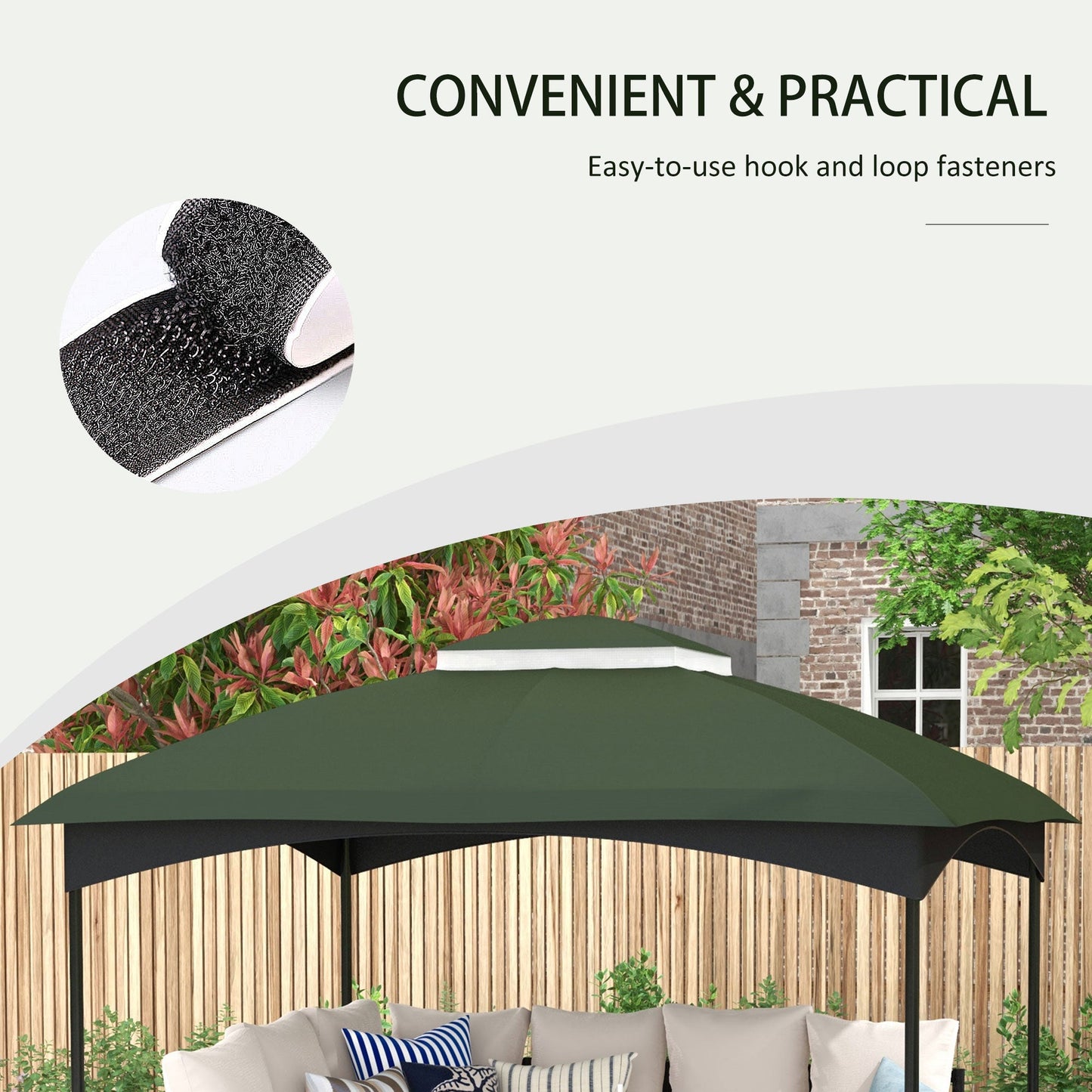 '-Outsunny 10' x 12' Double-Tier Gazebo Cover, Patio Gazebo Canopy Replacement with Drainage Holes, Green - Outdoor Style Company