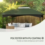 '-Outsunny 10' x 12' Double-Tier Gazebo Cover, Patio Gazebo Canopy Replacement with Drainage Holes, Green - Outdoor Style Company