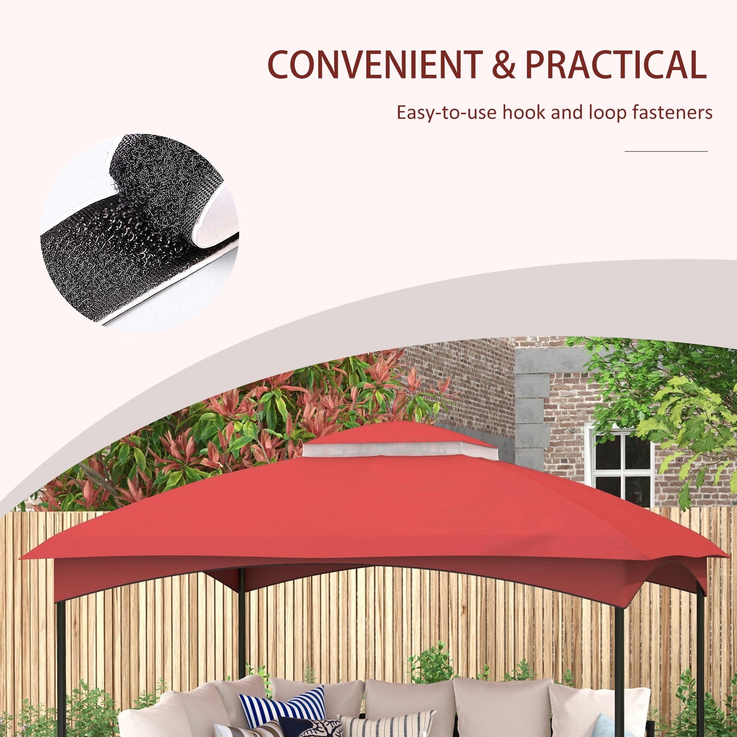 '-Outsunny 10' x 12' Double-Tier Gazebo Cover, Patio Gazebo Canopy Replacement with Drainage Holes, Wine Red - Outdoor Style Company