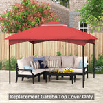 '-Outsunny 10' x 12' Double-Tier Gazebo Cover, Patio Gazebo Canopy Replacement with Drainage Holes, Wine Red - Outdoor Style Company