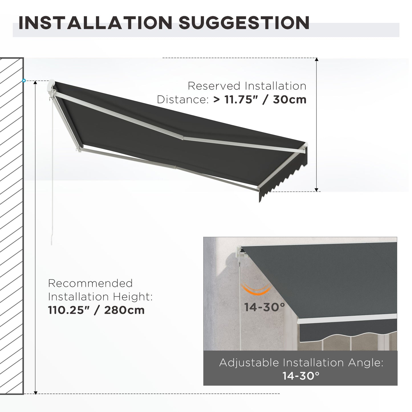 '-Outsunny 10' x 12' Electric Awning, Retractable Awning, UV Protection Sun Shade Shelter with Remote Controller & Manual Crank Handle for Deck, Black - Outdoor Style Company