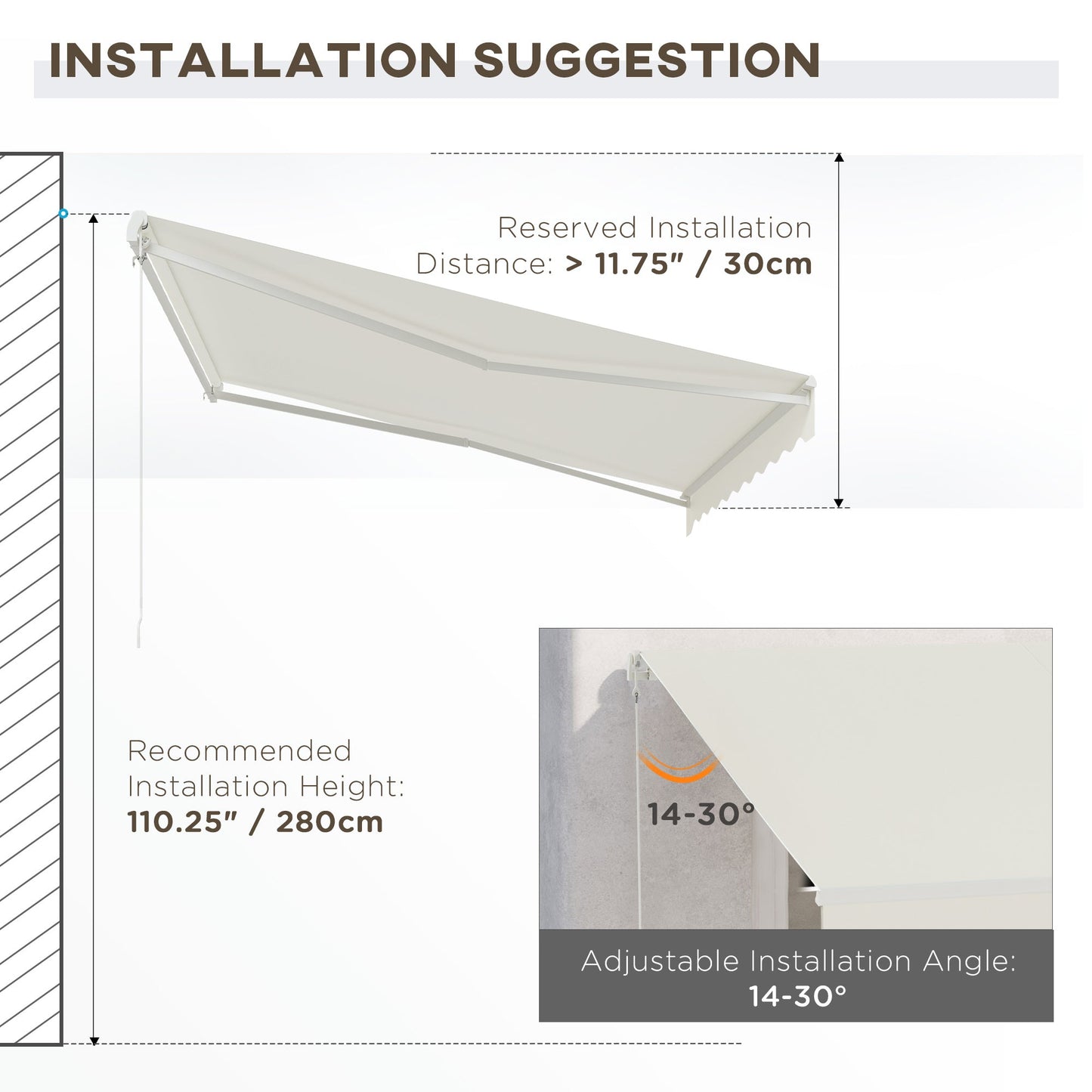 '-Outsunny 10' x 12' Electric Awning, Retractable Awning, UV Protection Sun Shade Shelter with Remote Controller & Manual Crank Handle for Deck, Cream - Outdoor Style Company