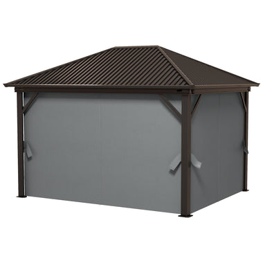 '-Outsunny 10' x 12' Hardtop Gazebo with Galvanized Steel Roof, Metal Canopy with Top Hook, Netting and Curtains, Dark Gray - Outdoor Style Company