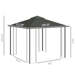 '-Outsunny 10' x 12' Metal Patio Gazebo, Double Roof Outdoor Gazebo Canopy Shelter with Tree Motifs Corner Frame and Netting, Gray - Outdoor Style Company