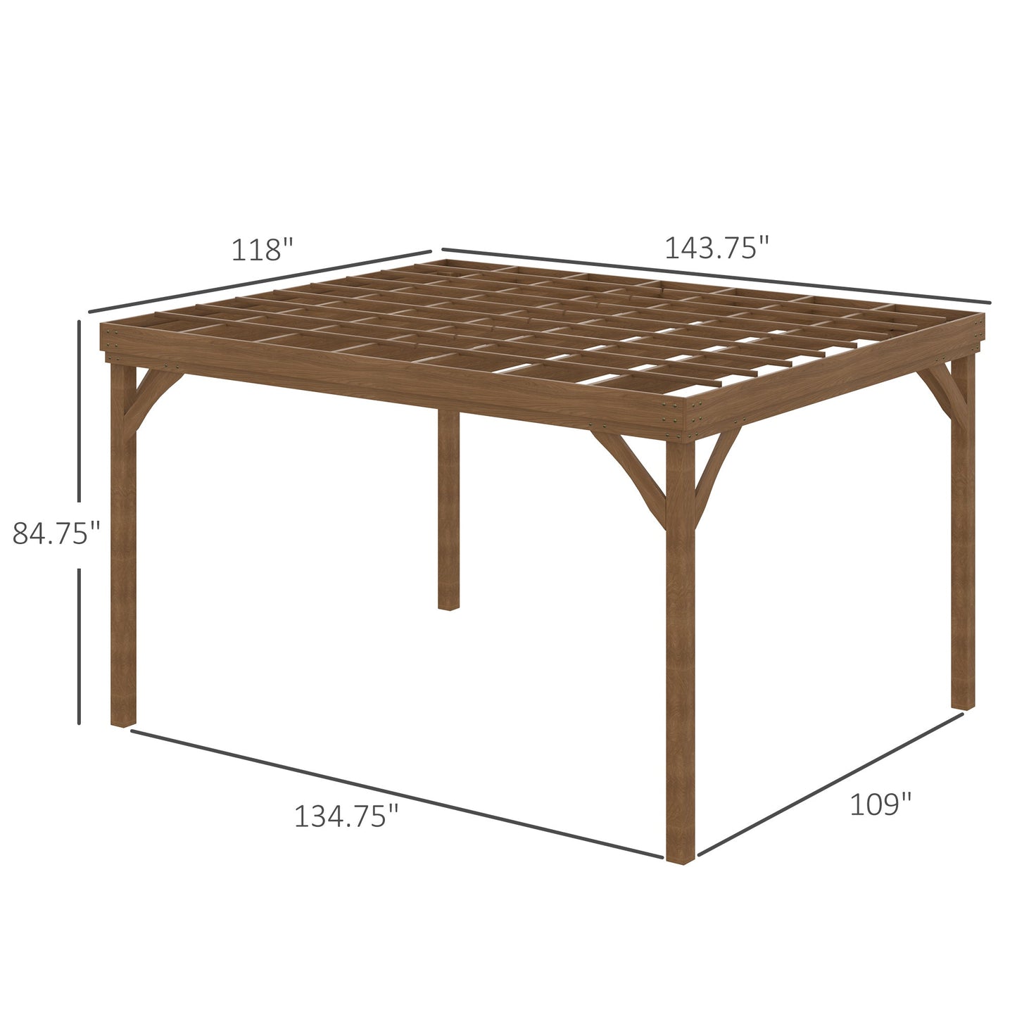 -Outsunny 10' x 12' Outdoor Pergola, Wood Gazebo Grape Trellis with Stable Structure and Concrete Anchors, for Garden, Patio, Backyard, Deck - Outdoor Style Company