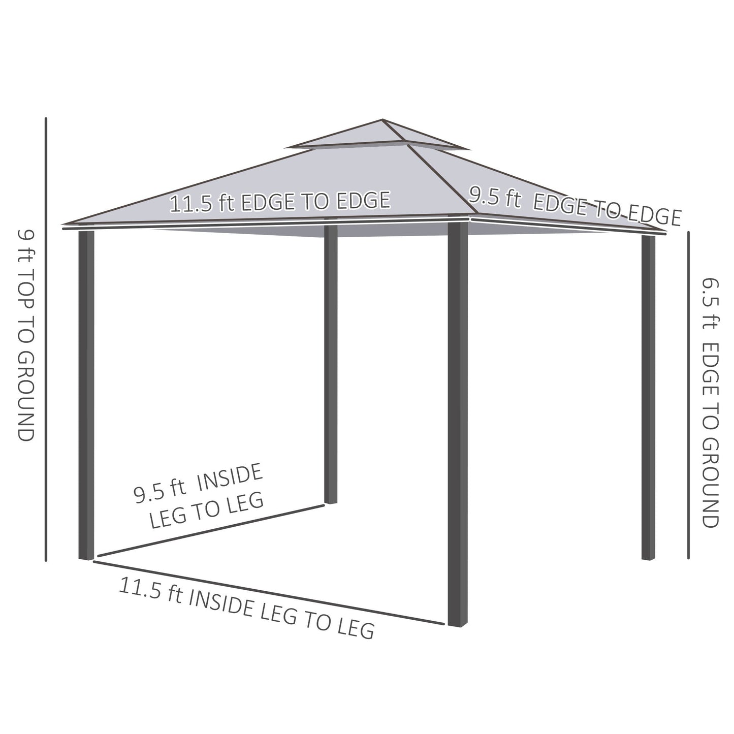 '-Outsunny 10' x 12' Patio Gazebo Outdoor Canopy Shelter with 2-Tier Roof and Netting, Steel Frame for Garden, Cream White - Outdoor Style Company