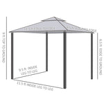 '-Outsunny 10' x 12' Patio Gazebo Outdoor Canopy Shelter with 2-Tier Roof and Netting, Steel Frame for Garden, Cream White - Outdoor Style Company