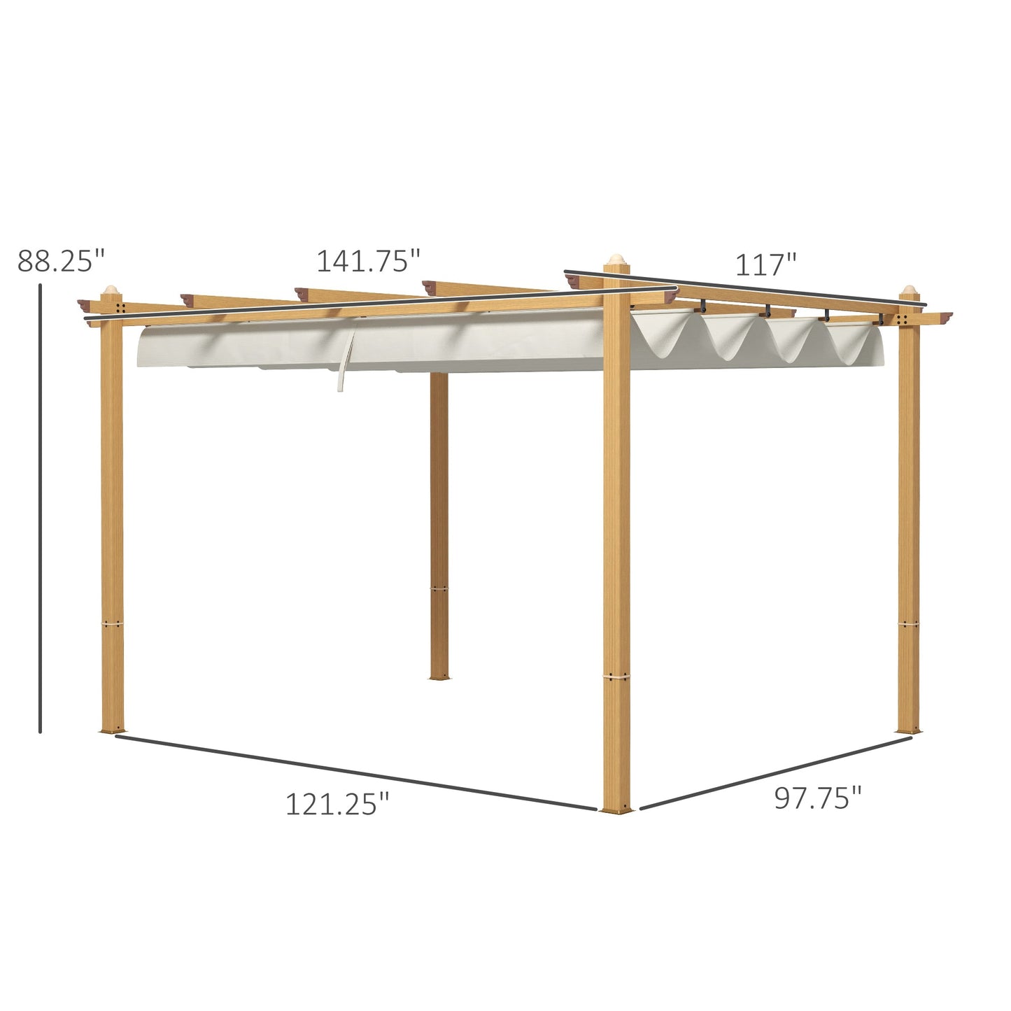 '-Outsunny 10' x 12' Retractable Pergola Canopy, Aluminum Pergola Sun Shade Shelter for Garden, Patio, Backyard & Deck, Cream White - Outdoor Style Company