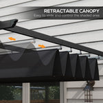 -Outsunny 10' x 12' Retractable Pergola Canopy, Aluminum Pergola Sun Shade Shelter for Garden, Patio, Backyard, Deck, Gray - Outdoor Style Company