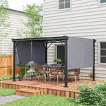 '-Outsunny 10' x 12' Retractable Pergola with Sun Shade Canopy, for Backyard, Garden, Patio, Deck, Gray - Outdoor Style Company