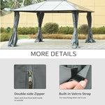 '-Outsunny 10' x 12' Universal Gazebo Sidewall Set with 4 Panels, Hooks/C-Rings Included for Pergolas & Cabanas, Grey - Outdoor Style Company