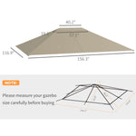 '-Outsunny 10' x 13' Gazebo Replacement Canopy Cover, Gazebo Roof Replacement (TOP COVER ONLY), Khaki - Outdoor Style Company