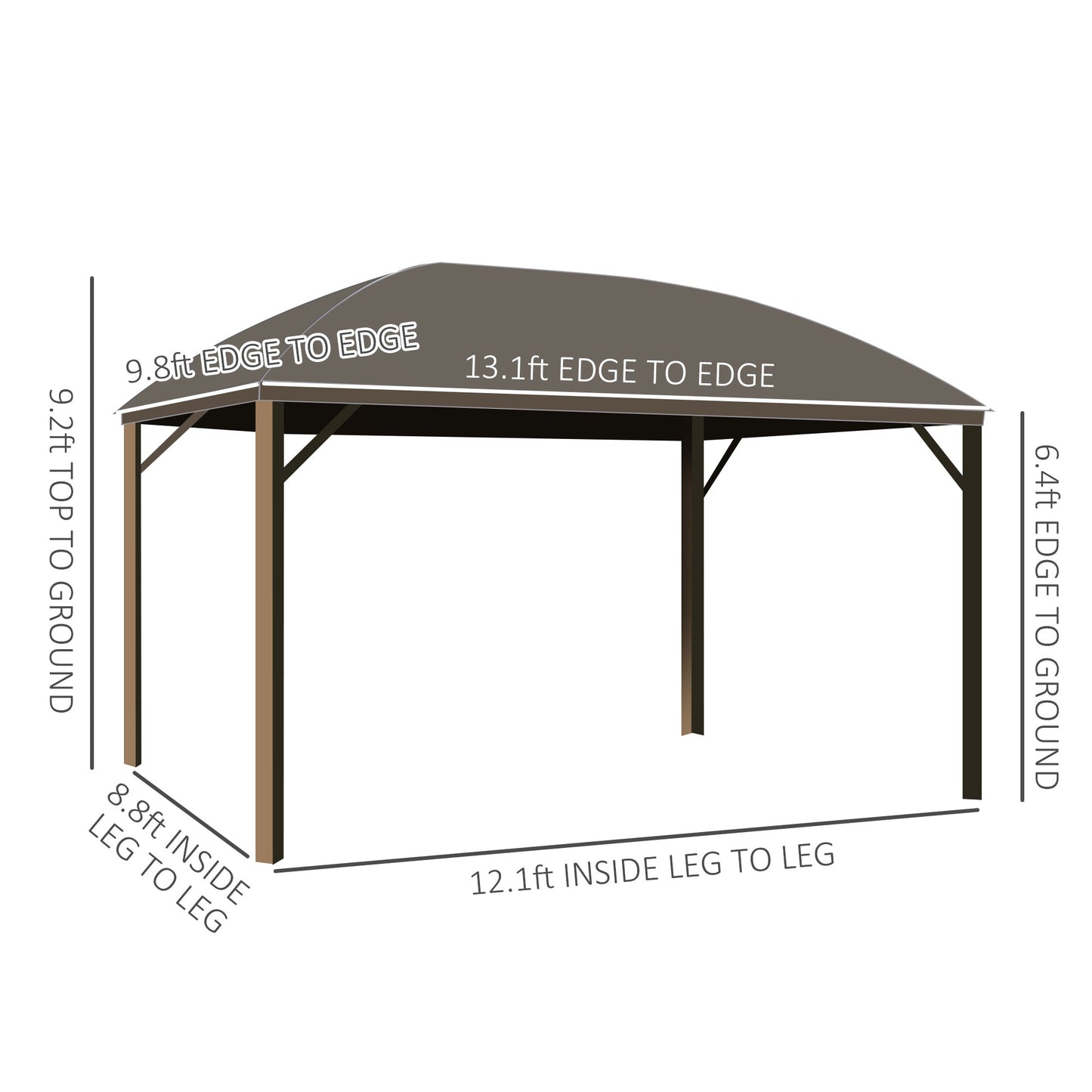 '-Outsunny 10' x 13' Hardtop Gazebo with Curtains, Netting, Pavilion with Steel Roof Ceiling Hook for Garden Patio, Gray - Outdoor Style Company