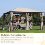 '-Outsunny 10' x 13' Outdoor Patio Gazebo Canopy Shelter with 6 Removable Sidewalls, & Steel Frame for Garden, Lawn, Backyard and Deck, Khaki - Outdoor Style Company