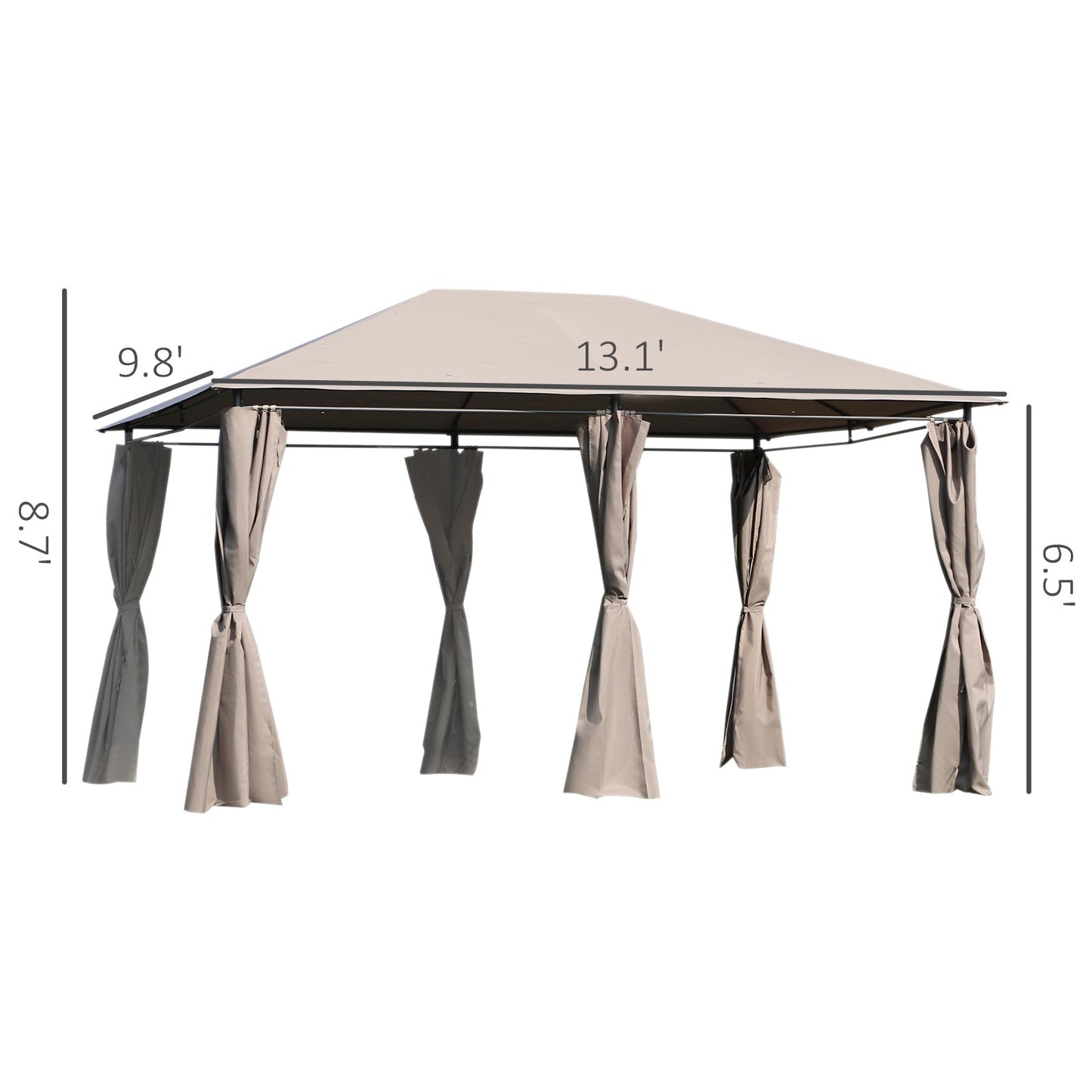 '-Outsunny 10' x 13' Outdoor Patio Gazebo Canopy Shelter with 6 Removable Sidewalls, & Steel Frame for Garden, Lawn, Backyard and Deck, Khaki - Outdoor Style Company