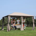 '-Outsunny 10' x 13' Outdoor Patio Gazebo Canopy Shelter with 6 Removable Sidewalls, & Steel Frame for Garden, Lawn, Backyard and Deck, Khaki - Outdoor Style Company