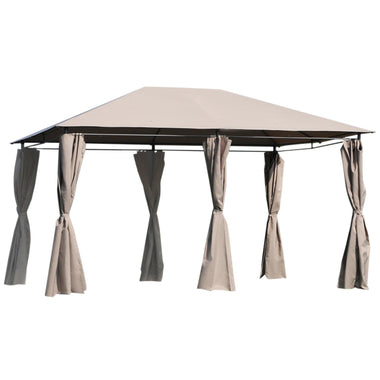 '-Outsunny 10' x 13' Outdoor Patio Gazebo Canopy Shelter with 6 Removable Sidewalls, & Steel Frame for Garden, Lawn, Backyard and Deck, Khaki - Outdoor Style Company