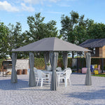 -Outsunny 10' x 13' Outdoor Patio Gazebo, Canopy Shelter with 6 Removable Sidewalls & Steel Frame for Garden, Lawn, Backyard & Deck, Gray - Outdoor Style Company