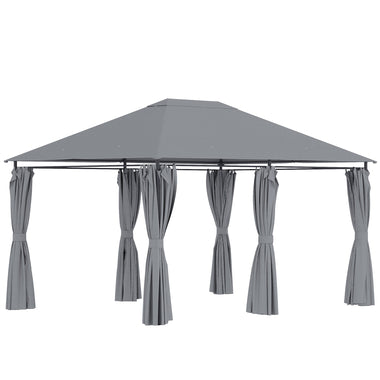 -Outsunny 10' x 13' Outdoor Patio Gazebo, Canopy Shelter with 6 Removable Sidewalls & Steel Frame for Garden, Lawn, Backyard & Deck, Gray - Outdoor Style Company