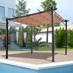 -Outsunny 10' x 13' Outdoor Retractable Pergola Canopy, Aluminum Patio Pergola, Backyard Shade Shelter for Porch Party, Grill Gazebo - Charcoal Grey - Outdoor Style Company