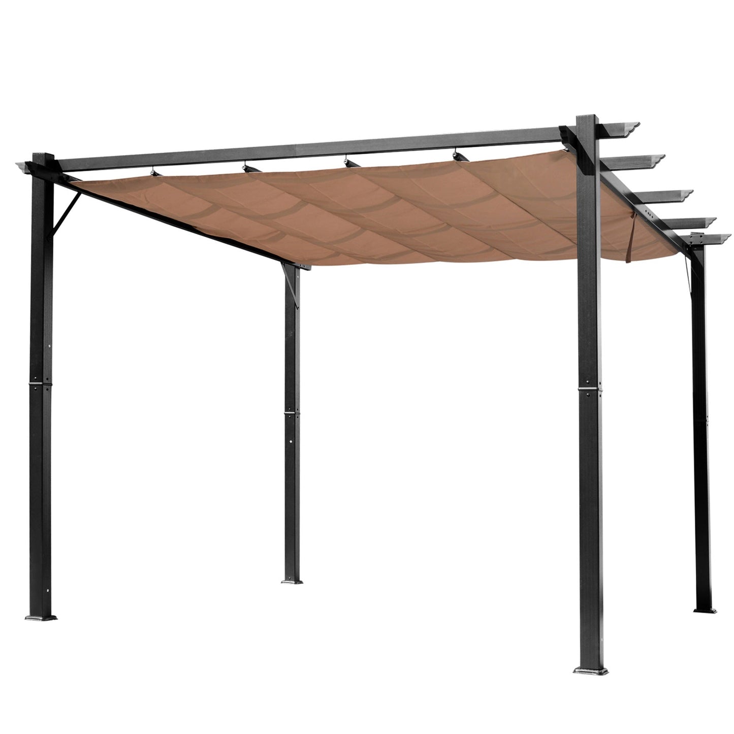 -Outsunny 10' x 13' Outdoor Retractable Pergola Canopy, Aluminum Patio Pergola, Backyard Shade Shelter for Porch Party, Grill Gazebo - Charcoal Grey - Outdoor Style Company