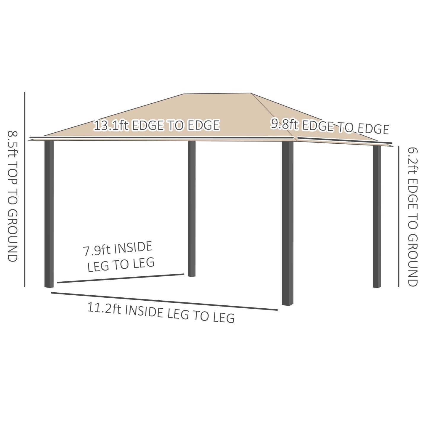 -Outsunny 10' x 13' Patio Gazebo Aluminum Frame Outdoor Canopy Shelter with Sidewalls, Vented Roof for Garden, Lawn, Backyard and Deck, Brown - Outdoor Style Company