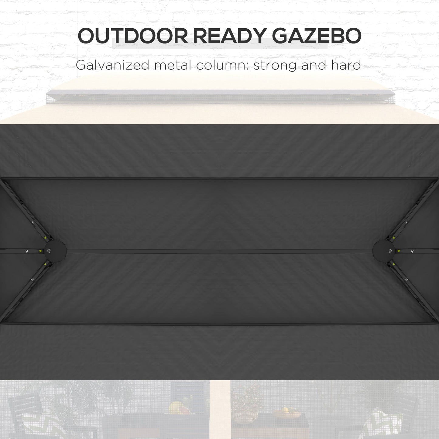 '-Outsunny 10' x 13' Patio Gazebo, Outdoor Gazebo Canopy Shelter with Netting, Vented Roof for Garden Beige - Outdoor Style Company