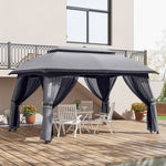 '-Outsunny 10' x 13' Patio Gazebo, Outdoor Gazebo Canopy Shelter with Netting, Vented Roof for Garden Dark Gray - Outdoor Style Company