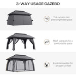 '-Outsunny 10' x 13' Patio Gazebo, Outdoor Gazebo Canopy Shelter with Netting, Vented Roof for Garden Dark Gray - Outdoor Style Company