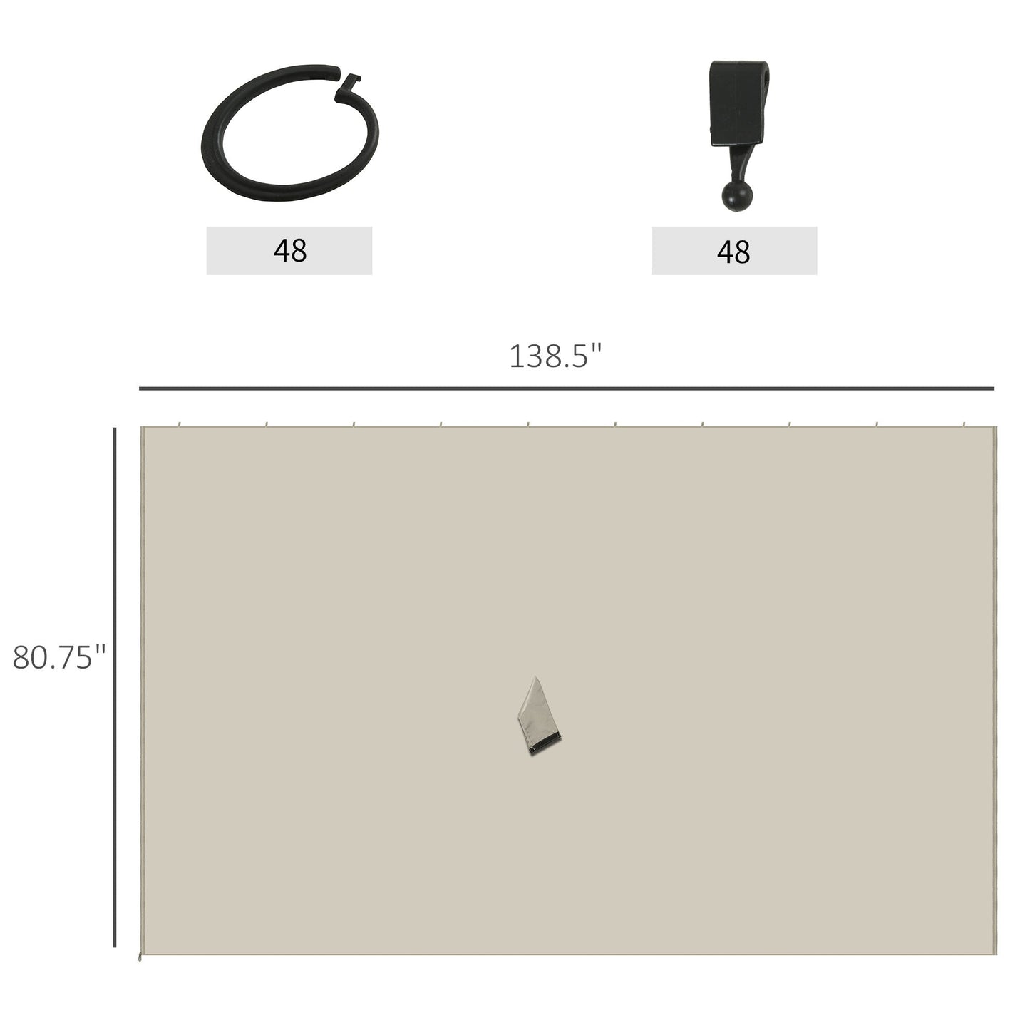 '-Outsunny 10' x 13' Universal Gazebo Sidewall Set with 4 Panel, 48 Hook/C-Ring Included for Pergolas & Cabanas, Beige - Outdoor Style Company