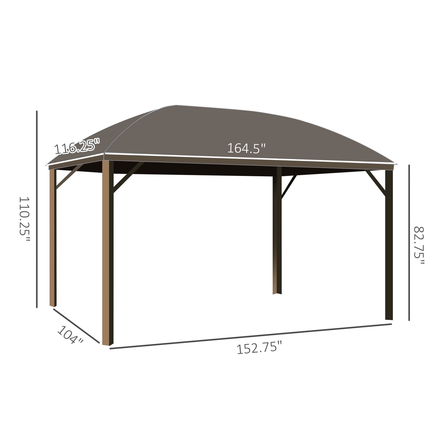 '-Outsunny 10' x 14' Hardtop Gazebo with Curtains, Netting, Pavilion with Steel Roof Ceiling Hook for Garden Patio, Brown - Outdoor Style Company