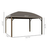 '-Outsunny 10' x 14' Hardtop Gazebo with Curtains, Netting, Pavilion with Steel Roof Ceiling Hook for Garden Patio, Brown - Outdoor Style Company