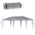 '-Outsunny 10' x 19' Extra Large Pop Up Canopy, Outdoor Party Tent with Folding Steel Frame, Carrying Bag for Catering, Events, Backyard BBQ, Gray - Outdoor Style Company