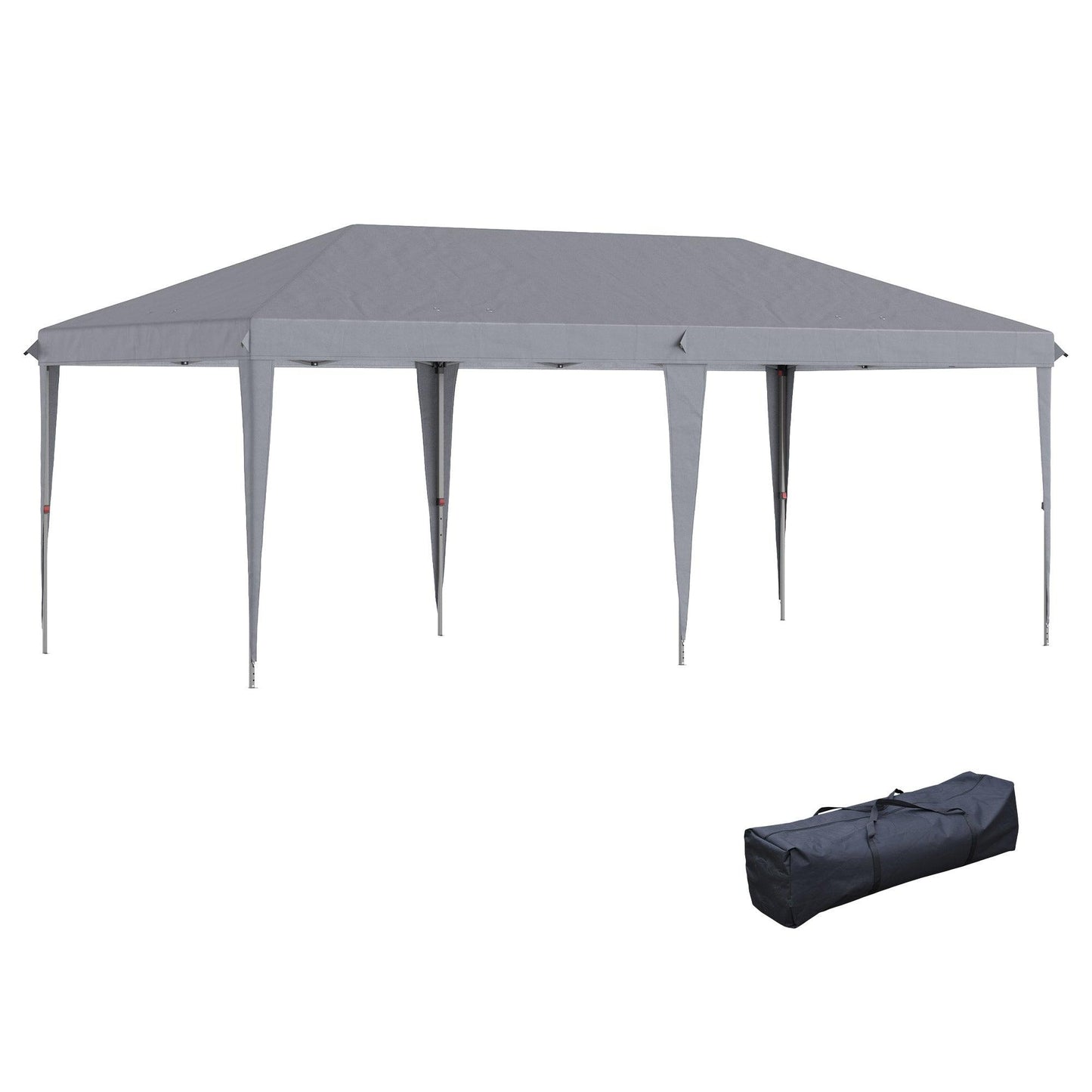 '-Outsunny 10' x 19' Extra Large Pop Up Canopy, Outdoor Party Tent with Folding Steel Frame, Carrying Bag for Catering, Events, Backyard BBQ, Gray - Outdoor Style Company