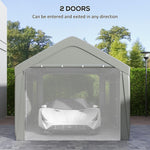 '-Outsunny 10' x 20' Carport, Heavy Duty Portable Garage, with 4 Mesh Windows and 2 Doors, Gray - Outdoor Style Company