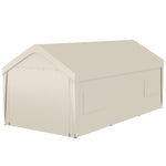 '-Outsunny 10' x 20' Carport, Heavy Duty Portable Garage, with 4 Mesh Windows and 2 Doors, Tan - Outdoor Style Company