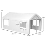 '-Outsunny 10' x 20' Carport, Heavy Duty Portable Garage, with 4 Mesh Windows and 2 Doors, White - Outdoor Style Company