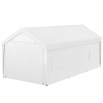 '-Outsunny 10' x 20' Carport, Heavy Duty Portable Garage, with 4 Mesh Windows and 2 Doors, White - Outdoor Style Company