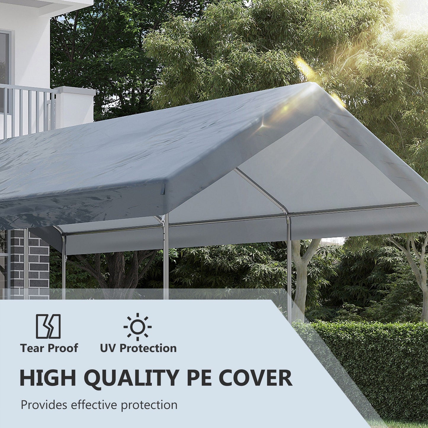 -Outsunny 10' x 20' Carport, Portable Garage & Patio Canopy Tent Storage Shelter, Adjustable Height, Anti-UV Cover for Car, Truck - Outdoor Style Company