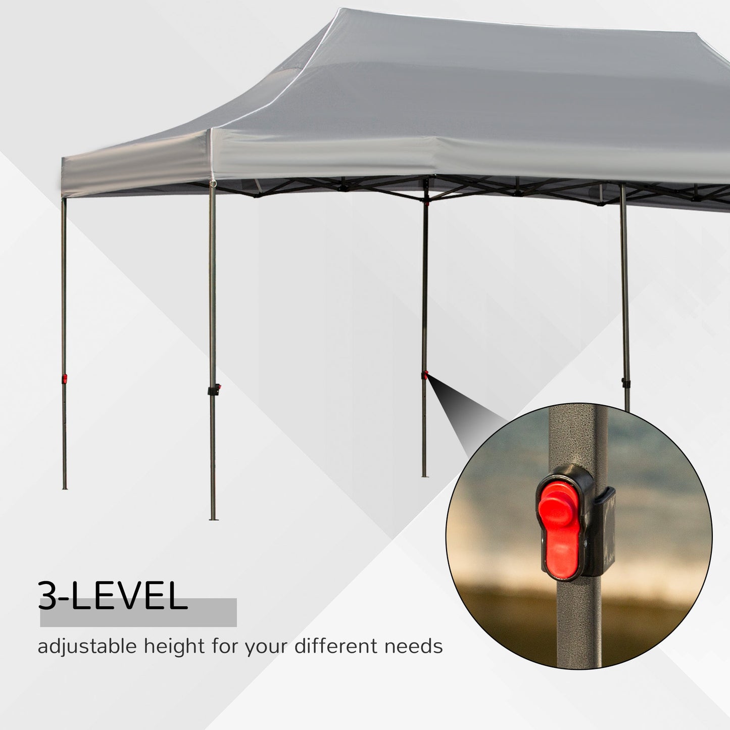 '-Outsunny 10' x 20' Heavy Duty Pop Up Canopy with 7 Removable Zippered Sidewall, Bottom Privacy Sidewall, Roller Bag, Upgraded Tube, Party Event, Grey - Outdoor Style Company