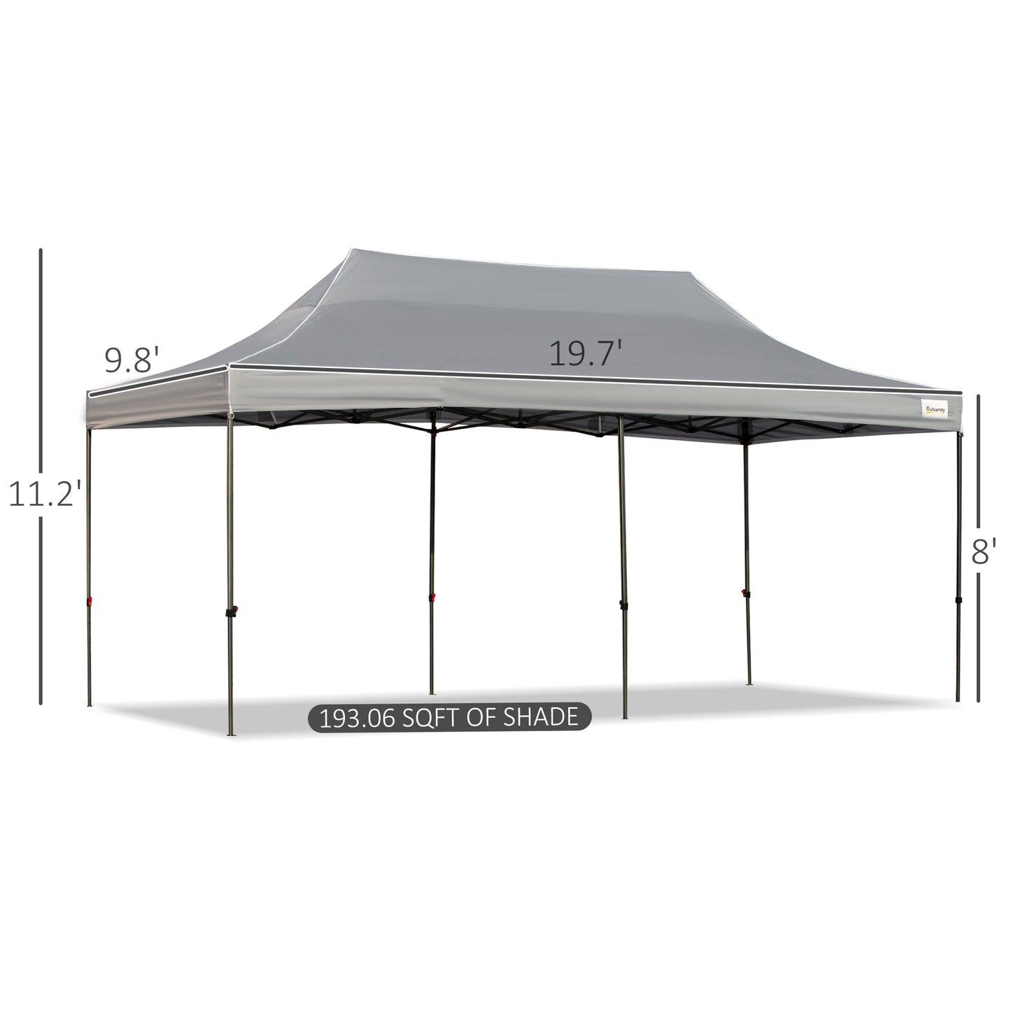 '-Outsunny 10' x 20' Heavy Duty Pop Up Canopy with 7 Removable Zippered Sidewall, Bottom Privacy Sidewall, Roller Bag, Upgraded Tube, Party Event, Grey - Outdoor Style Company