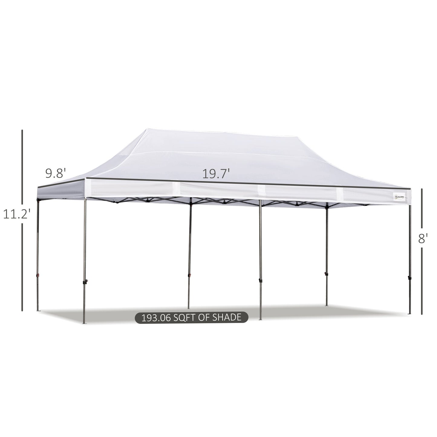 '-Outsunny 10' x 20' Heavy Duty Pop Up Canopy with 7 Removable Zippered Sidewall, Bottom Privacy Sidewall, Roller Bag, Upgraded Tube, Party Event, White - Outdoor Style Company