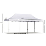 '-Outsunny 10' x 20' Heavy Duty Pop Up Canopy with 7 Removable Zippered Sidewall, Bottom Privacy Sidewall, Roller Bag, Upgraded Tube, Party Event, White - Outdoor Style Company