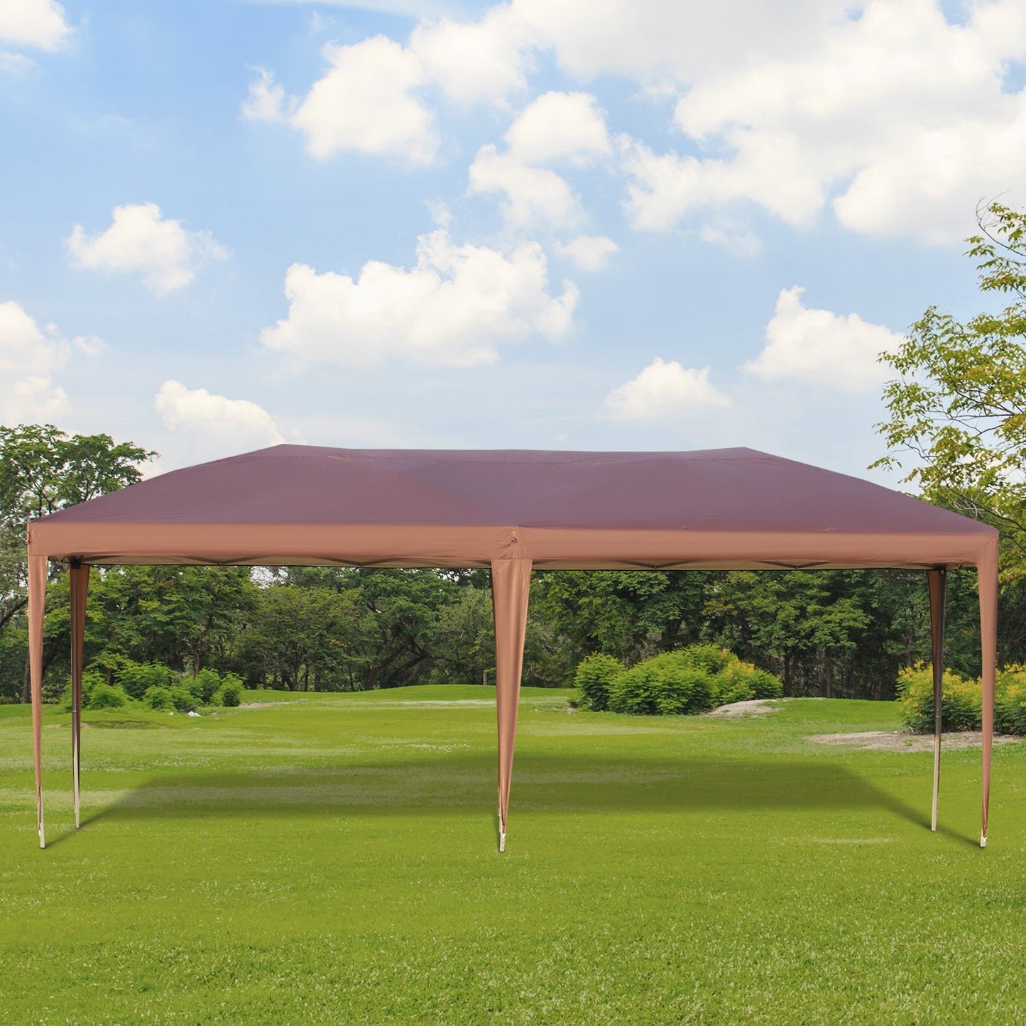 '-Outsunny 10' x 20' Outdoor Gazebo Pop Up Canopy Party Tent with Carrying Bag, Coffee - Outdoor Style Company