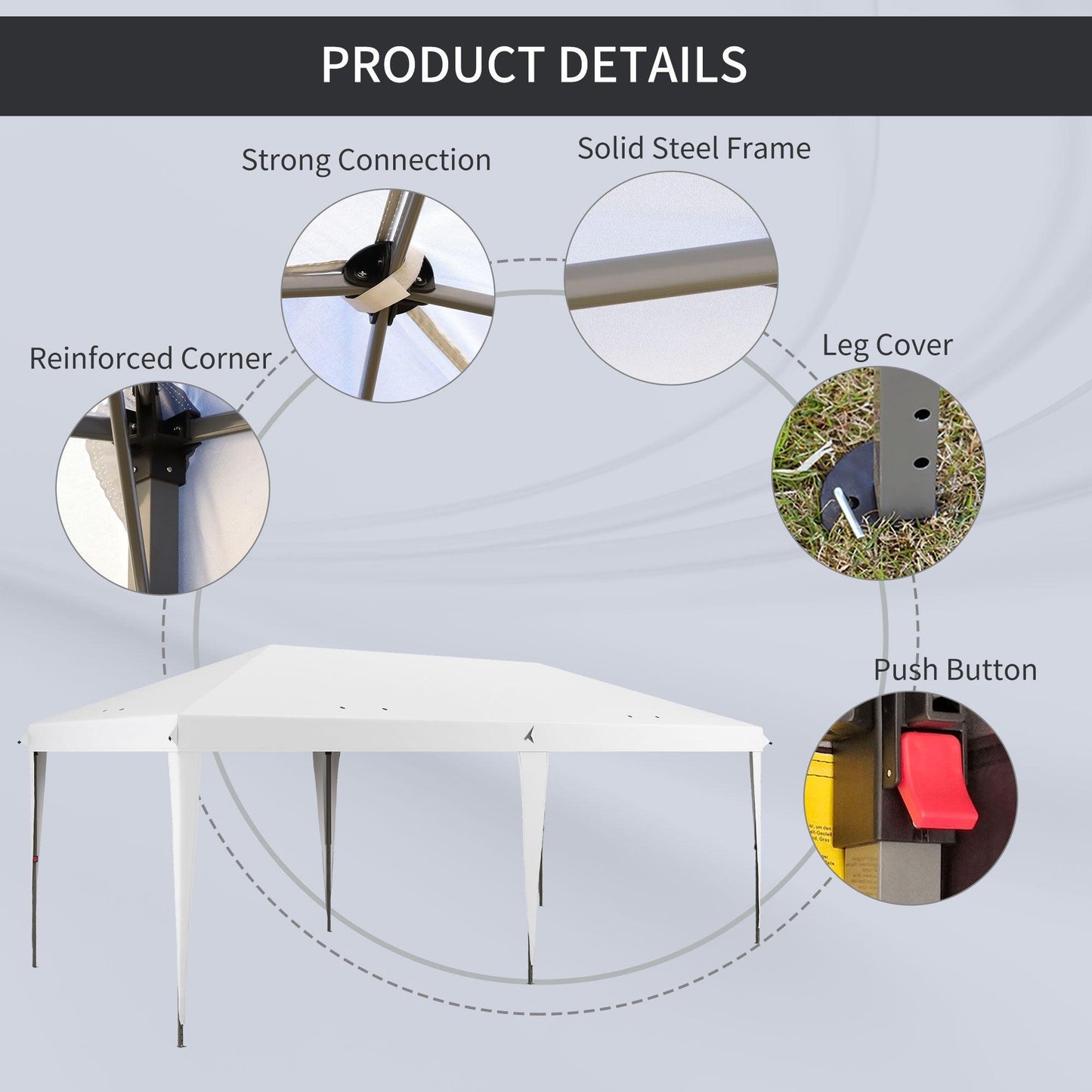 '-Outsunny 10' x 20' Outdoor Gazebo Pop Up Canopy Party Tent with Carrying Bag, White - Outdoor Style Company