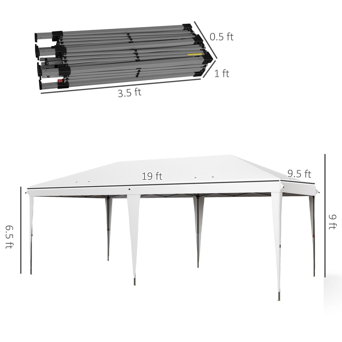 '-Outsunny 10' x 20' Outdoor Gazebo Pop Up Canopy Party Tent with Carrying Bag, White - Outdoor Style Company