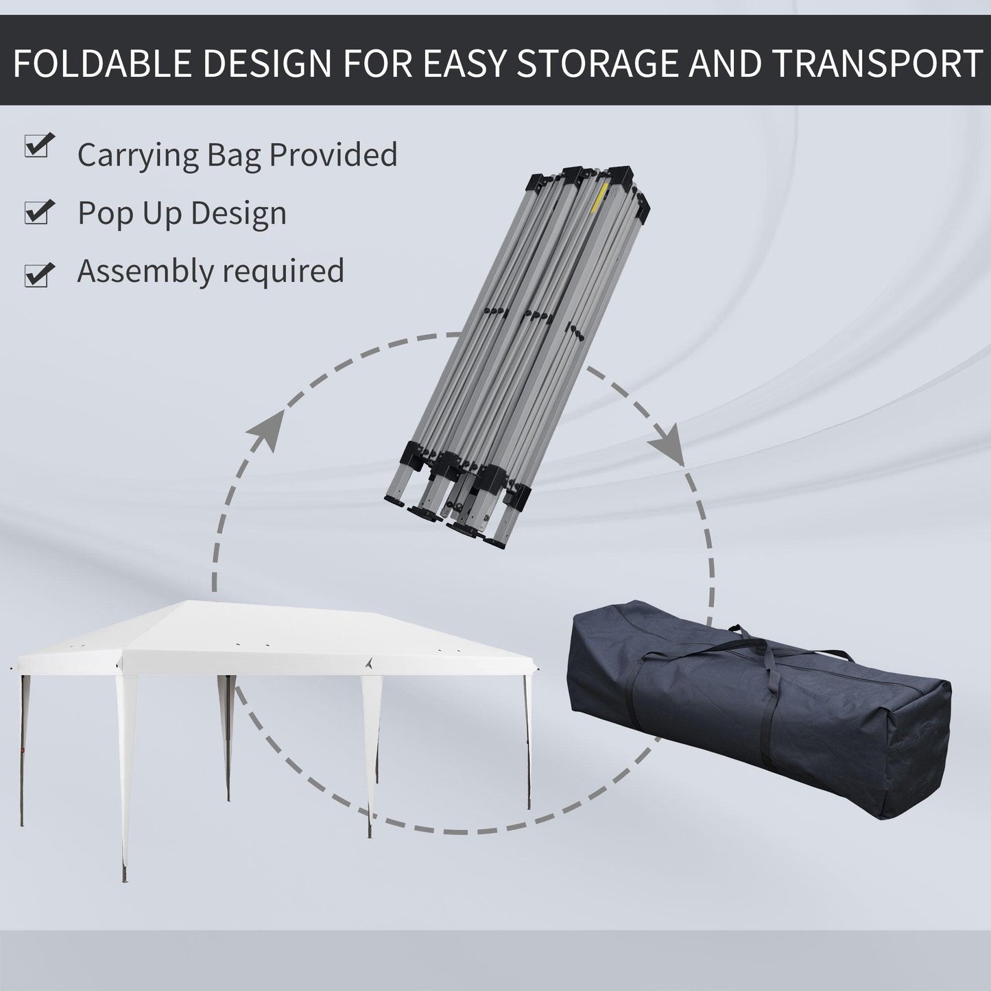 '-Outsunny 10' x 20' Outdoor Gazebo Pop Up Canopy Party Tent with Carrying Bag, White - Outdoor Style Company