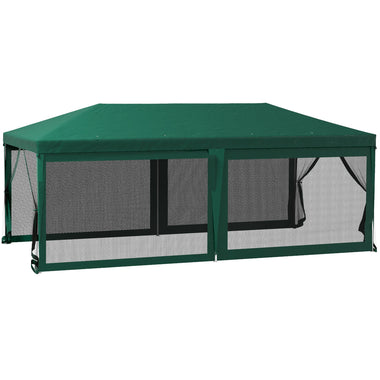-Outsunny 10' x 20' Party Tent, Outdoor Wedding Canopy & Gazebo Shade Shelter with 6 Removable Sidewalls for Event, BBQ, Green - Outdoor Style Company